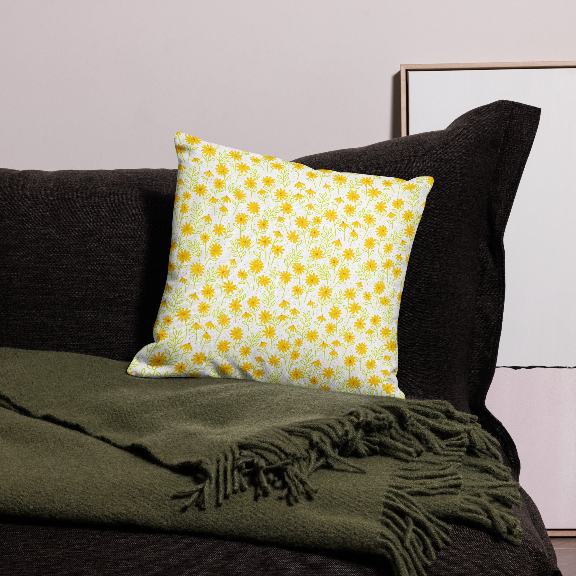 Limewire Daisy Dot Pillow Case (Double Sided Design)