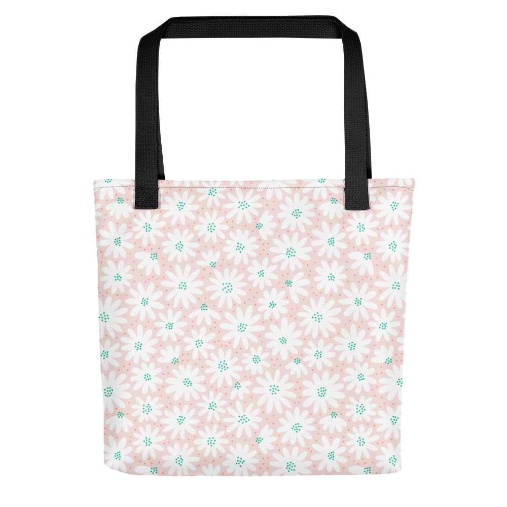 Peachy Keen Daisy Dot Tote Bag (Double Sided Design)