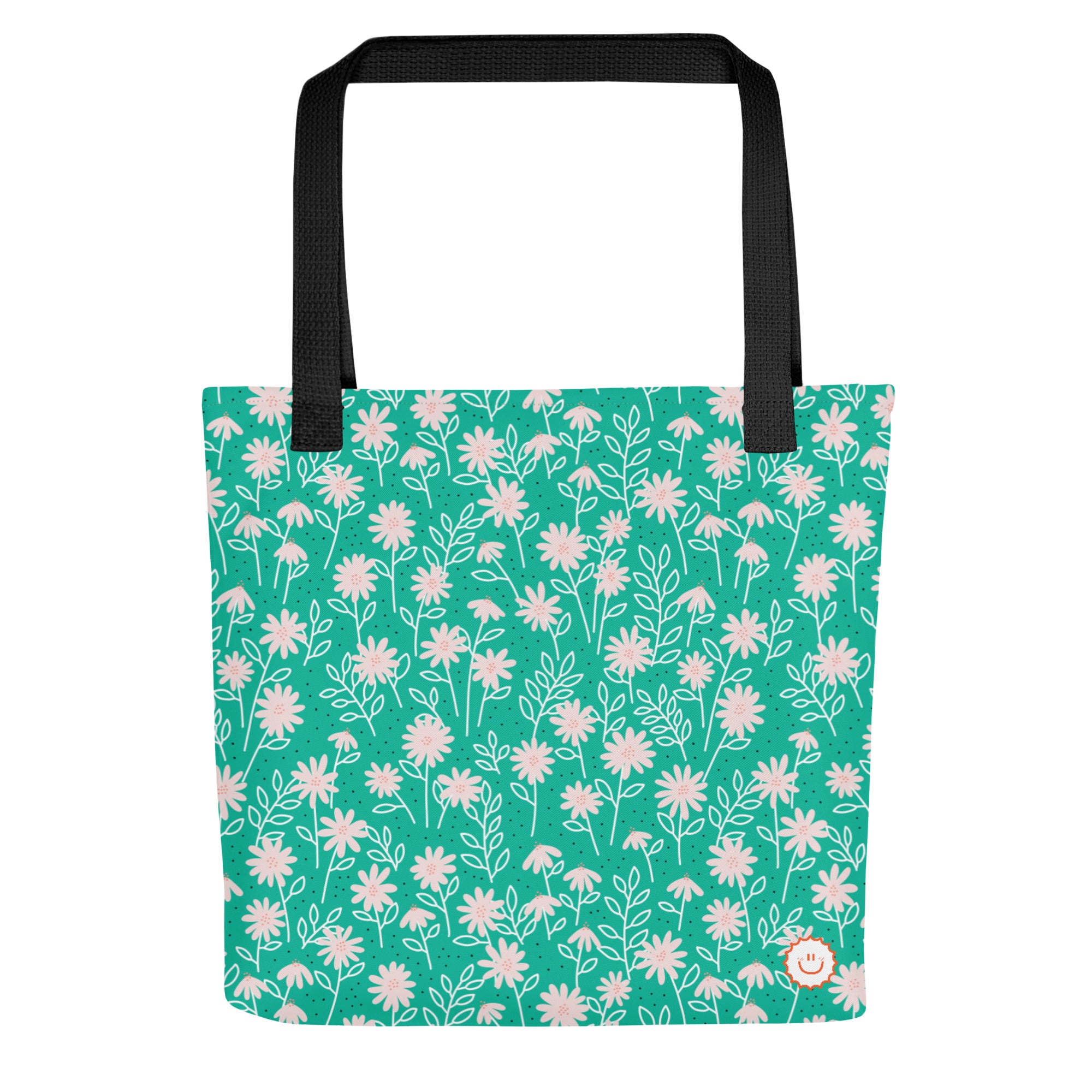 Peachy Keen Daisy Dot Tote Bag (Double Sided Design)