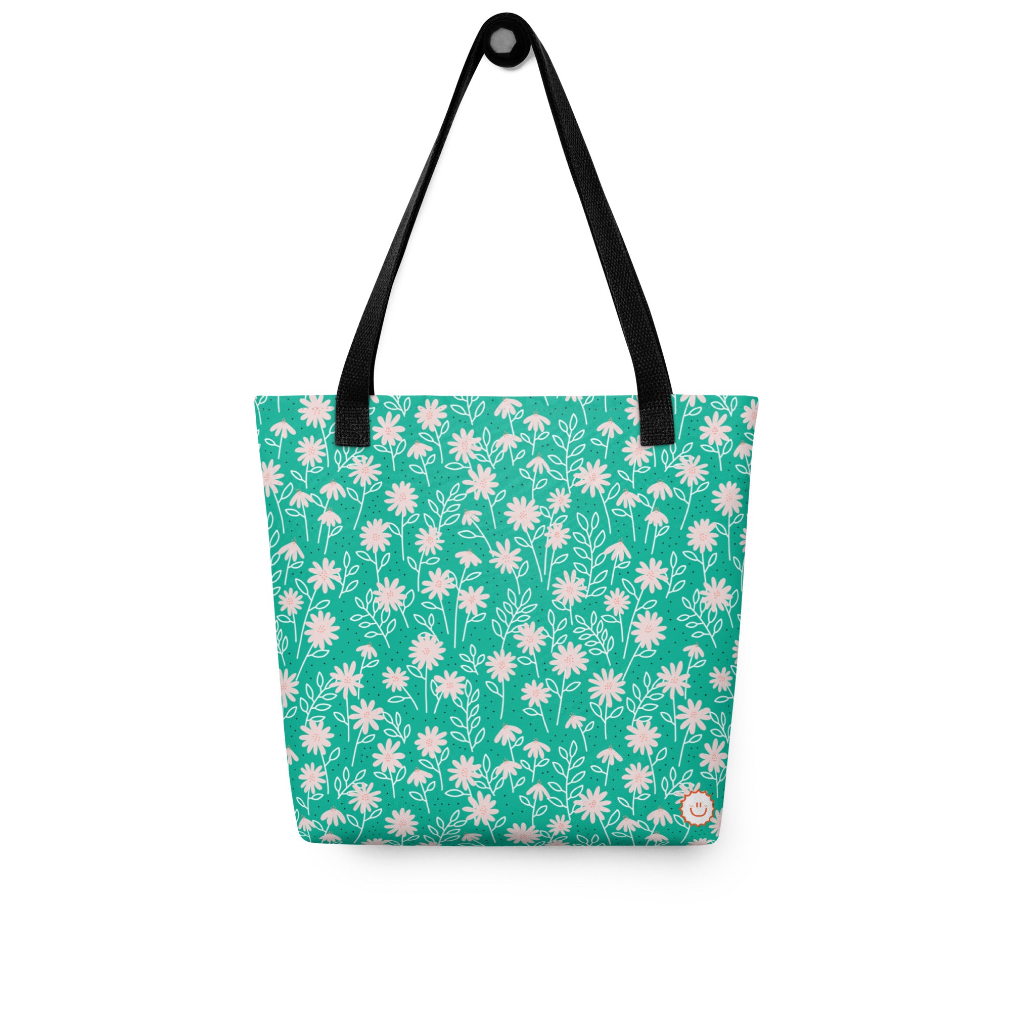 Peachy Keen Daisy Dot Tote Bag (Double Sided Design)